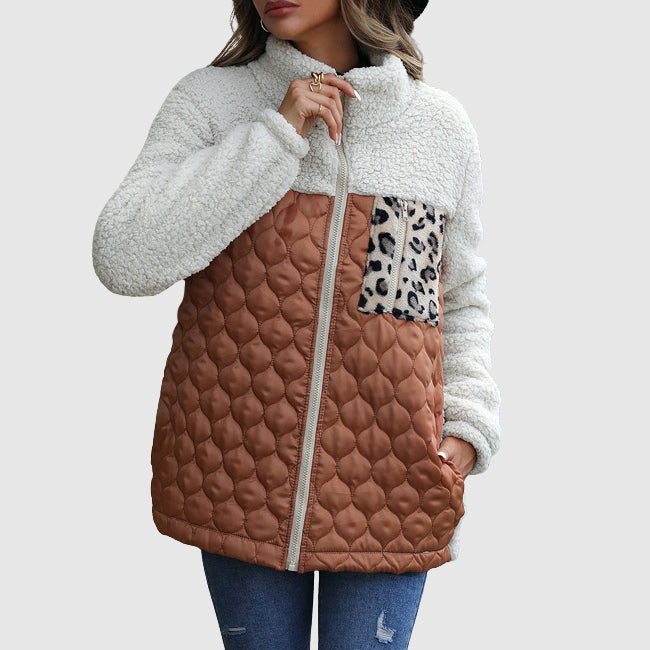Grace Quilted Jacket | Leopard Print Patch Pocket Jacket