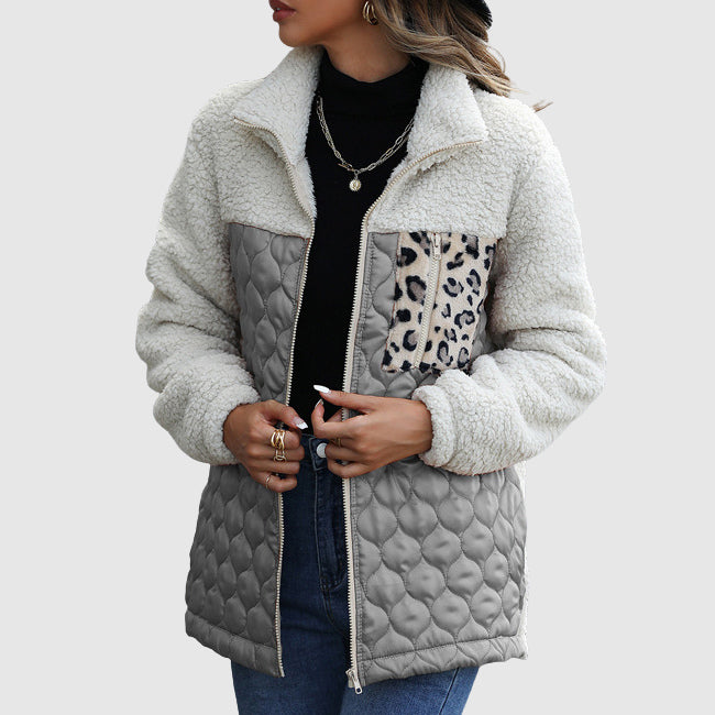 Grace Quilted Jacket | Leopard Print Patch Pocket Jacket