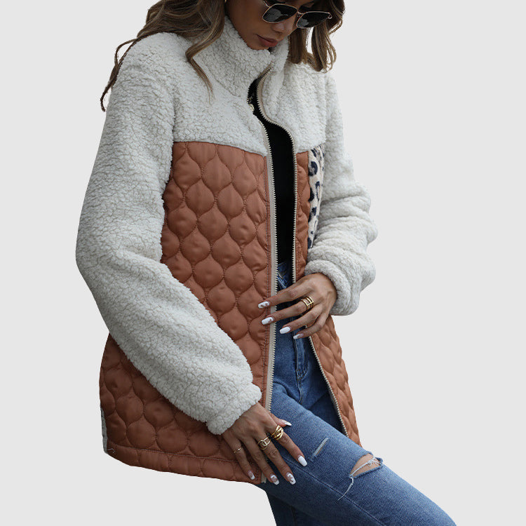 Grace Quilted Jacket | Leopard Print Patch Pocket Jacket