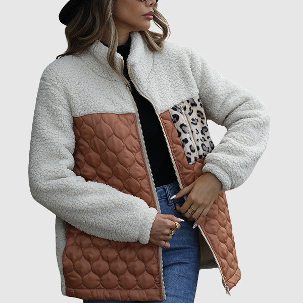 Grace Quilted Jacket | Leopard Print Patch Pocket Jacket