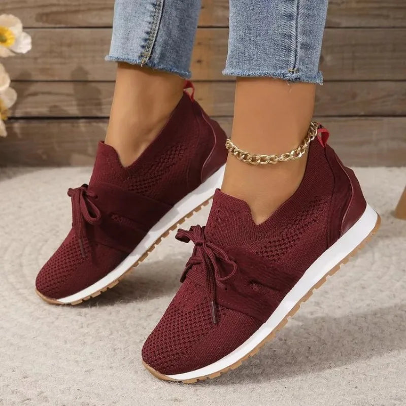 Dames Sneakers - Ademend Gebreid Bovenwerk - Slip-on - Comfortabele Rubberzool