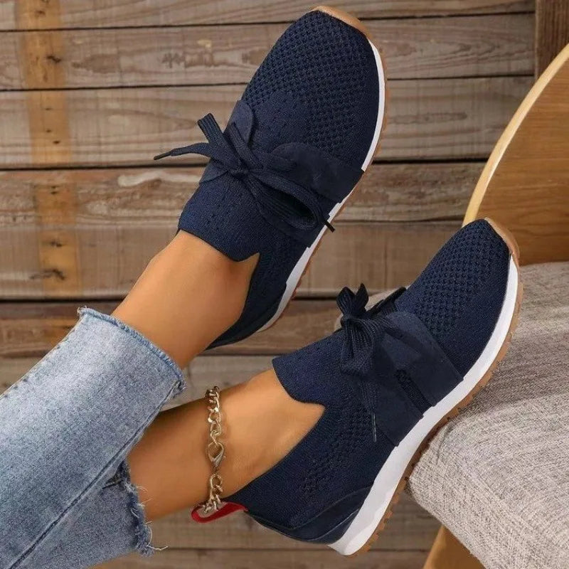 Dames Sneakers - Ademend Gebreid Bovenwerk - Slip-on - Comfortabele Rubberzool