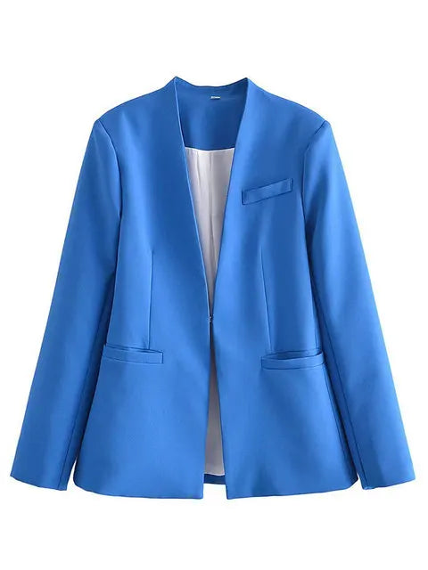 Dames Pakset – Getailleerde Blazer met Enkelvoudige Sluiting – Hoge Taille Pantalon