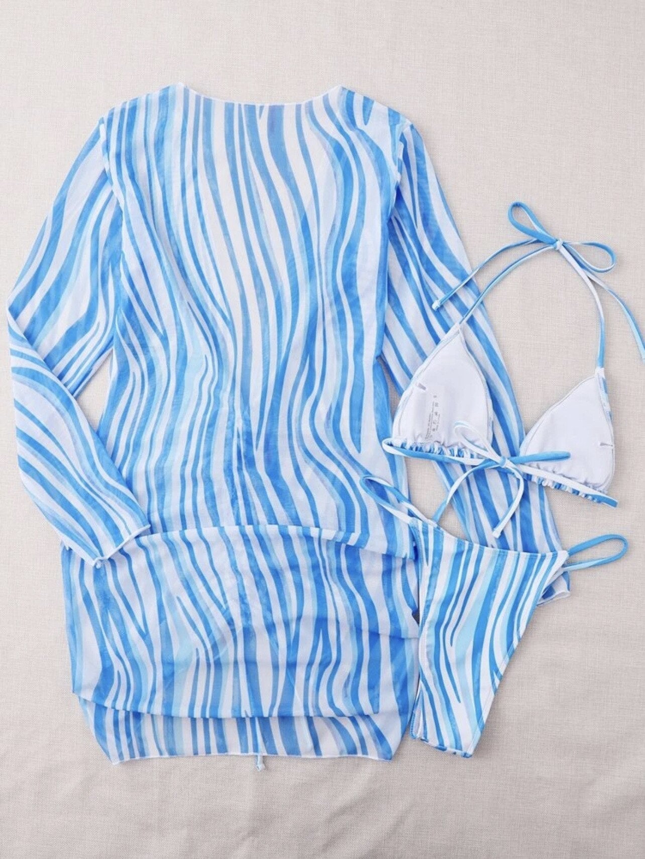 Lysandra | Gestreepte 3-Delige Bikini Set