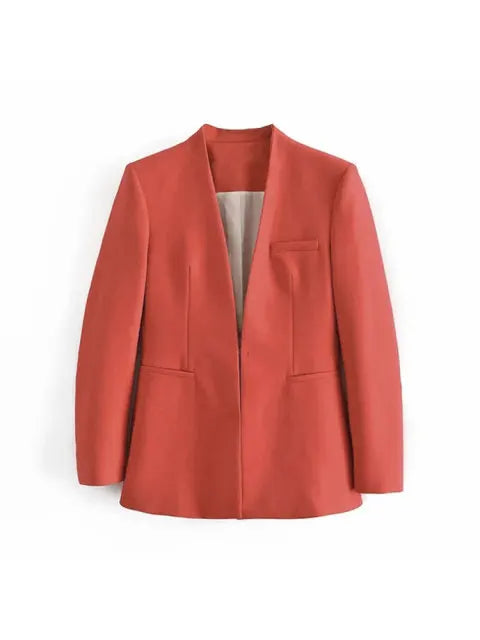 Dames Pakset – Getailleerde Blazer met Enkelvoudige Sluiting – Hoge Taille Pantalon