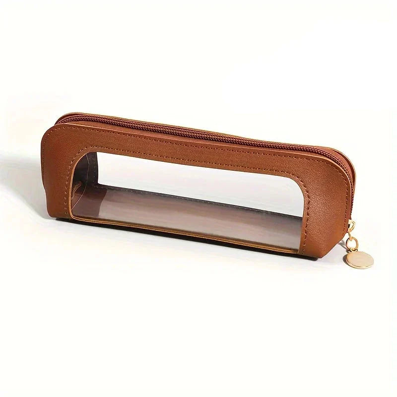Unisex Etui - Transparant Design - Kunstlederen Afwerking - Ritssluiting - Praktisch Organizer