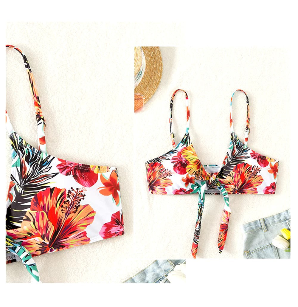 Dames Bikini Set – Bralette Top met Strik – High Waist Slip – Inclusief Luchtige Cover-Up