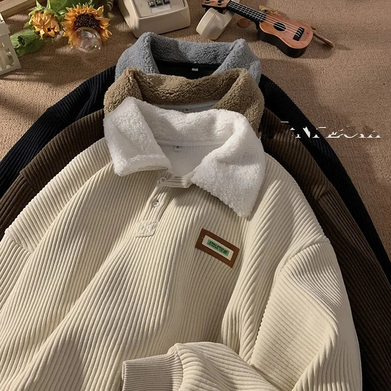 Arthur | Losvallend corduroy polosweatshirt voor heren