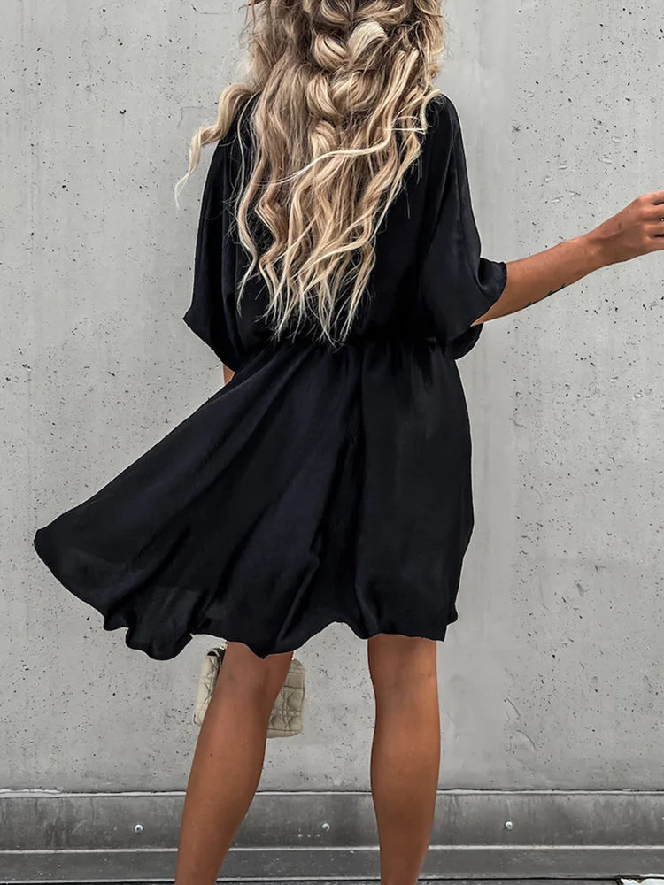 Dames Wikkeljurk – Elbooglange Mouwen – V-Hals – Lichte Flowy Stof – Elegante Pasvorm