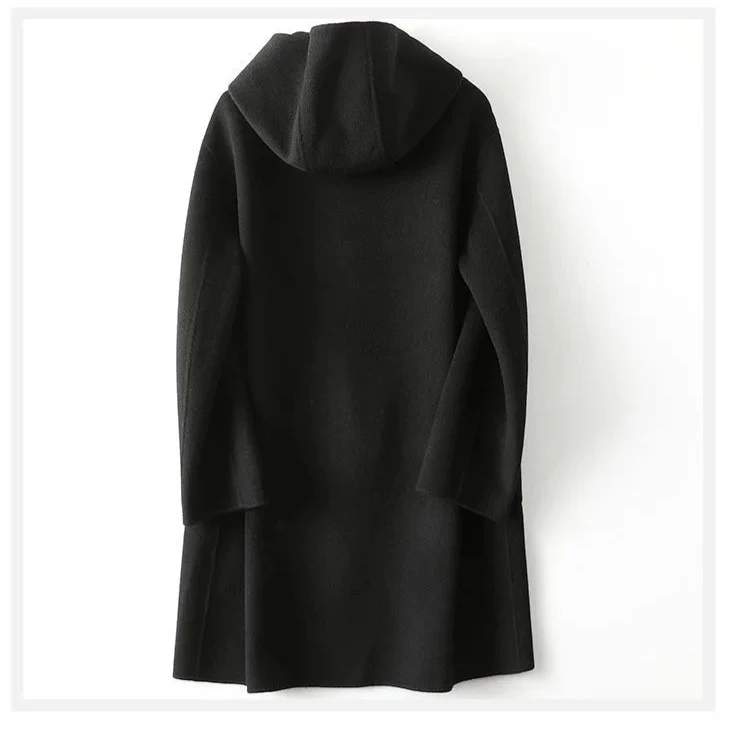Amelia Hooded Coat | Toggle Closure Patch Pockets Coat