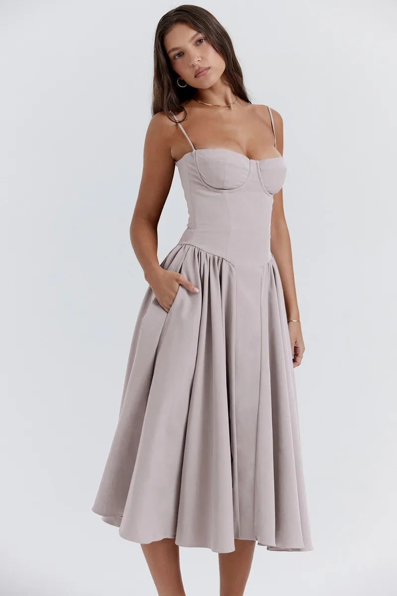 TULUM | Chic Mouwloze Midi Zomerkleed Met Corset Pasvorm