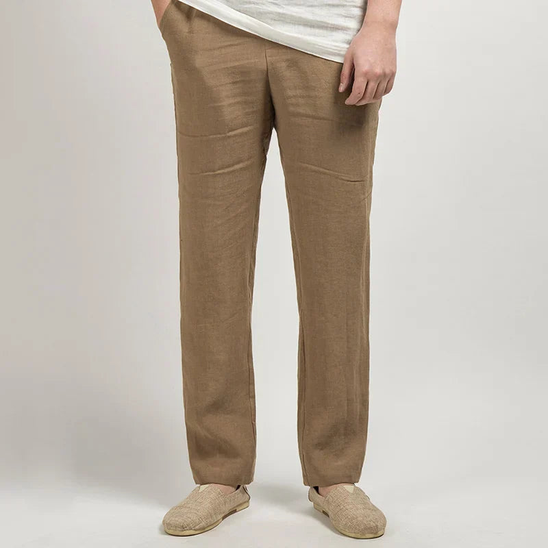 Men's Trousers – Relaxed Straight Fit – Breathable Natural Material – Full Length
