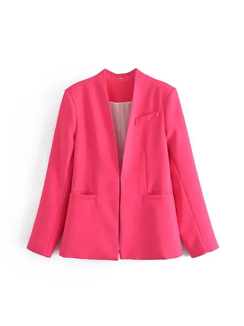 Dames Pakset – Getailleerde Blazer met Enkelvoudige Sluiting – Hoge Taille Pantalon