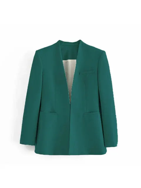 Dames Pakset – Getailleerde Blazer met Enkelvoudige Sluiting – Hoge Taille Pantalon