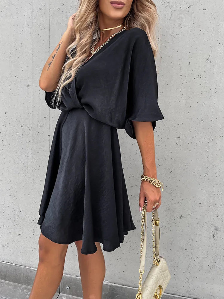 Dames Wikkeljurk – Elbooglange Mouwen – V-Hals – Lichte Flowy Stof – Elegante Pasvorm