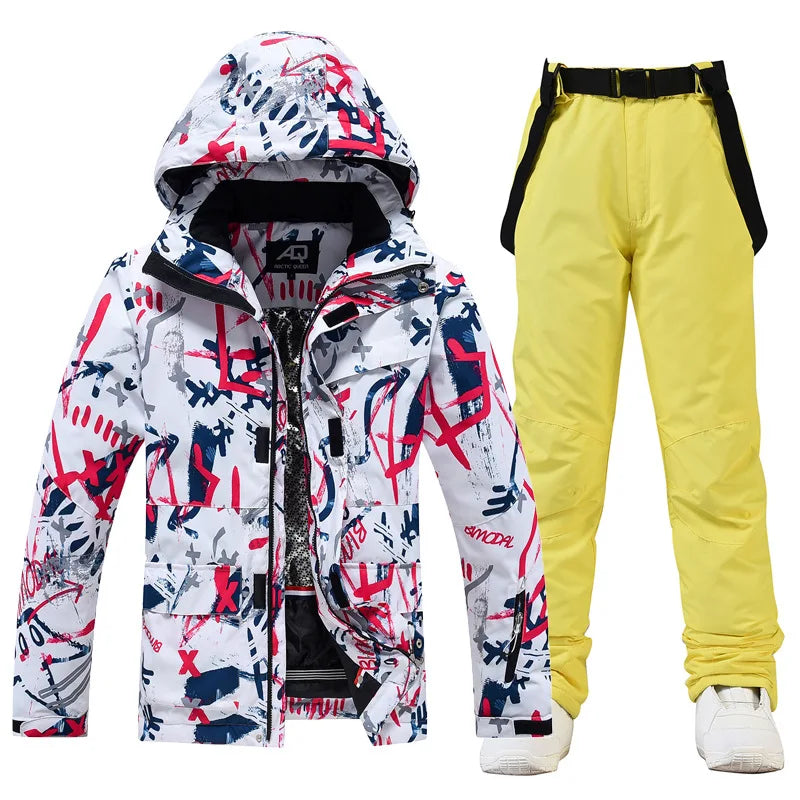 Unisex Ski Set - Waterdicht Jack met Capuchon en Sneeuwbroek met Verstelbare Bandjes