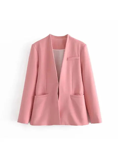 Dames Pakset – Getailleerde Blazer met Enkelvoudige Sluiting – Hoge Taille Pantalon
