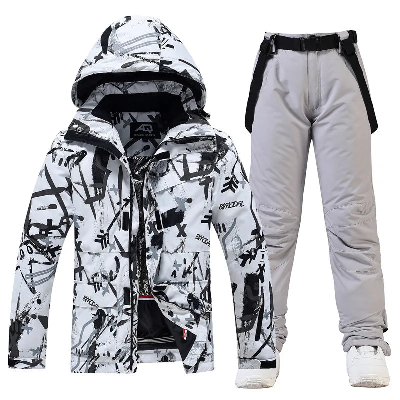 Unisex Ski Set - Waterdicht Jack met Capuchon en Sneeuwbroek met Verstelbare Bandjes