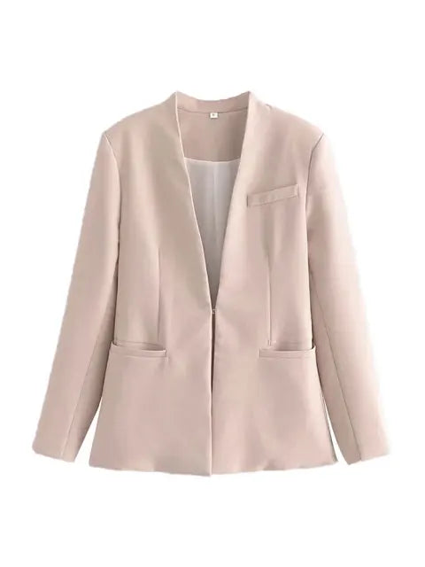 Dames Pakset – Getailleerde Blazer met Enkelvoudige Sluiting – Hoge Taille Pantalon