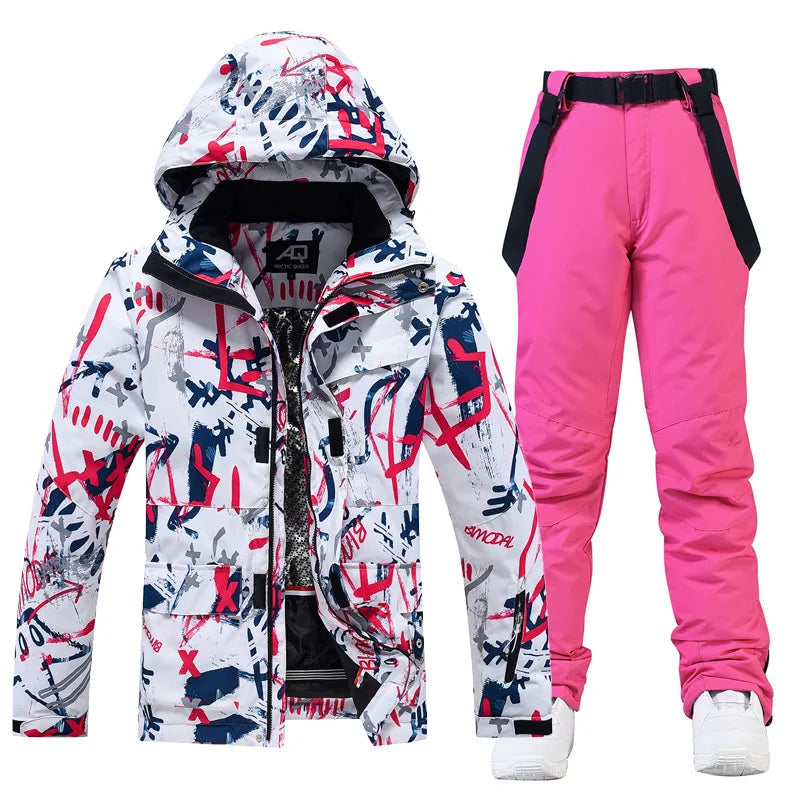 Unisex Ski Set - Waterdicht Jack met Capuchon en Sneeuwbroek met Verstelbare Bandjes