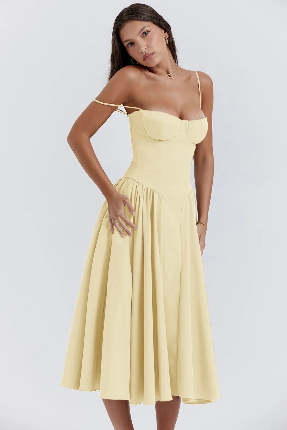 TULUM | Chic Mouwloze Midi Zomerkleed Met Corset Pasvorm
