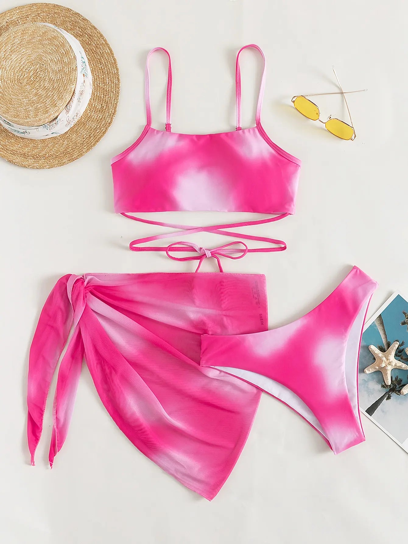 Dames Bikini Set – Bandeau Top met Kruisbanden – High Waist Slip – Modern Design