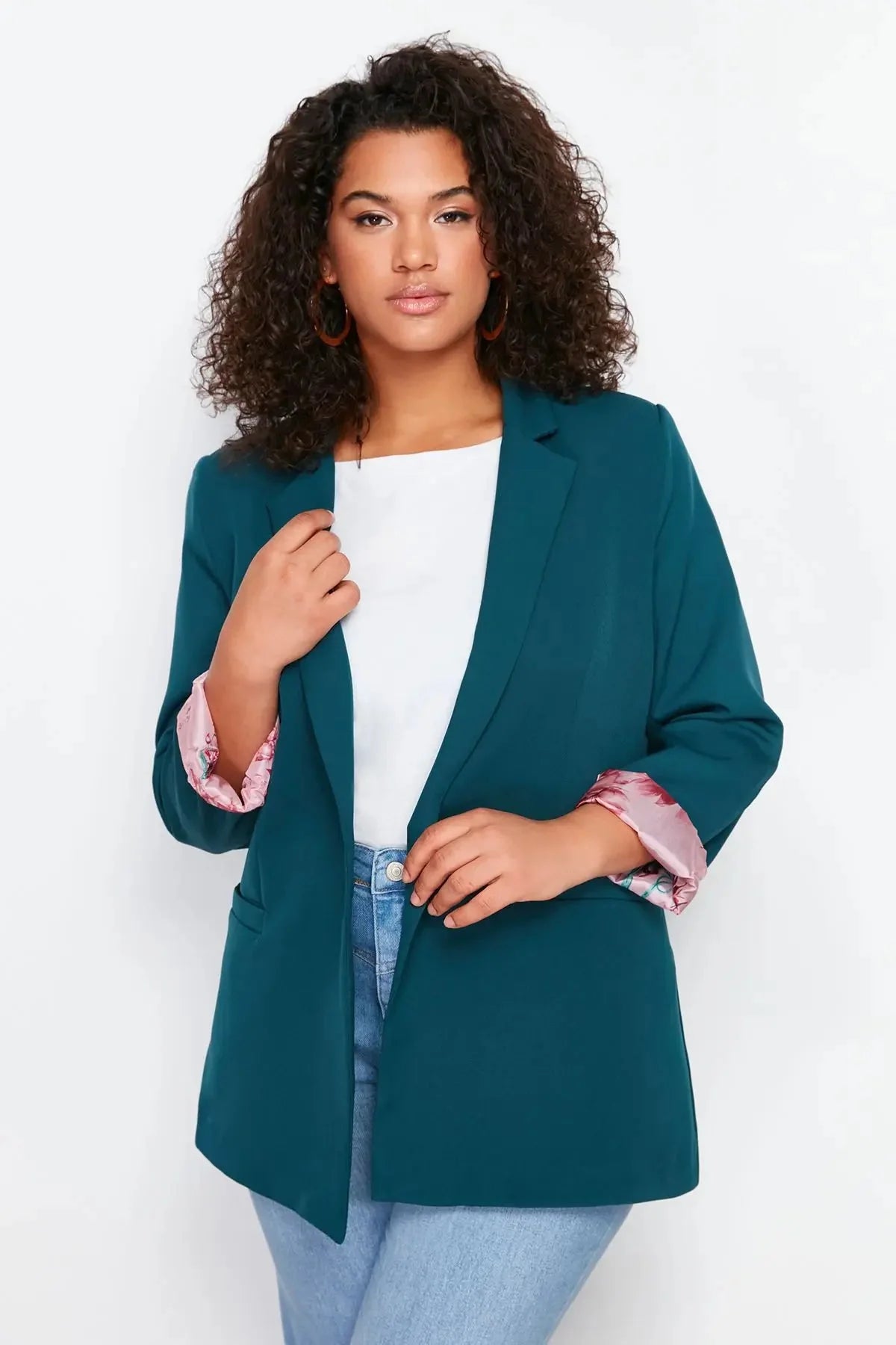 Blazer met bloemenvoering en relaxte pasvorm