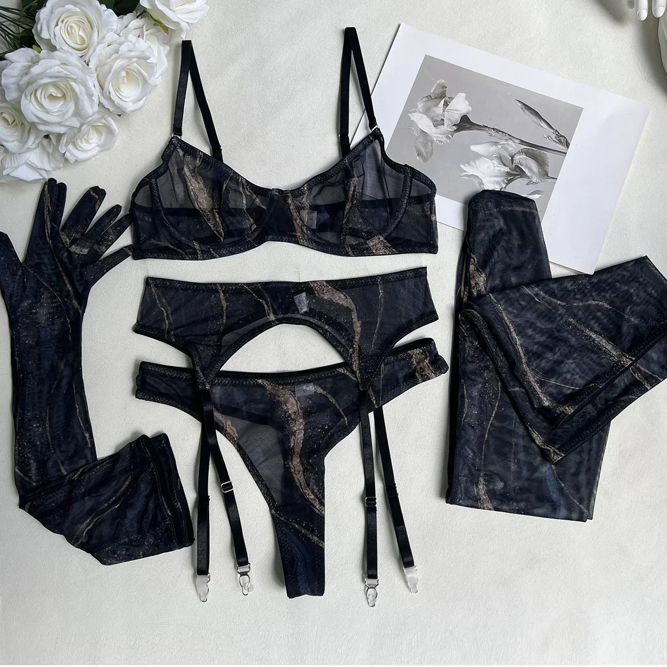 Poppy | 5-Delige Tie Dye Lingerie Set