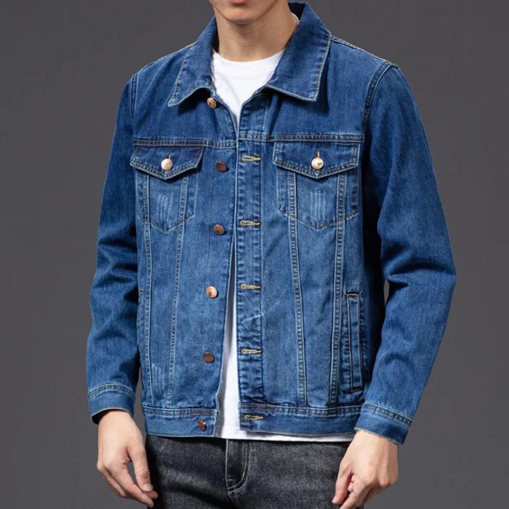 Men's denim jacket – Structured fit – Button closure – Chest and side pockets