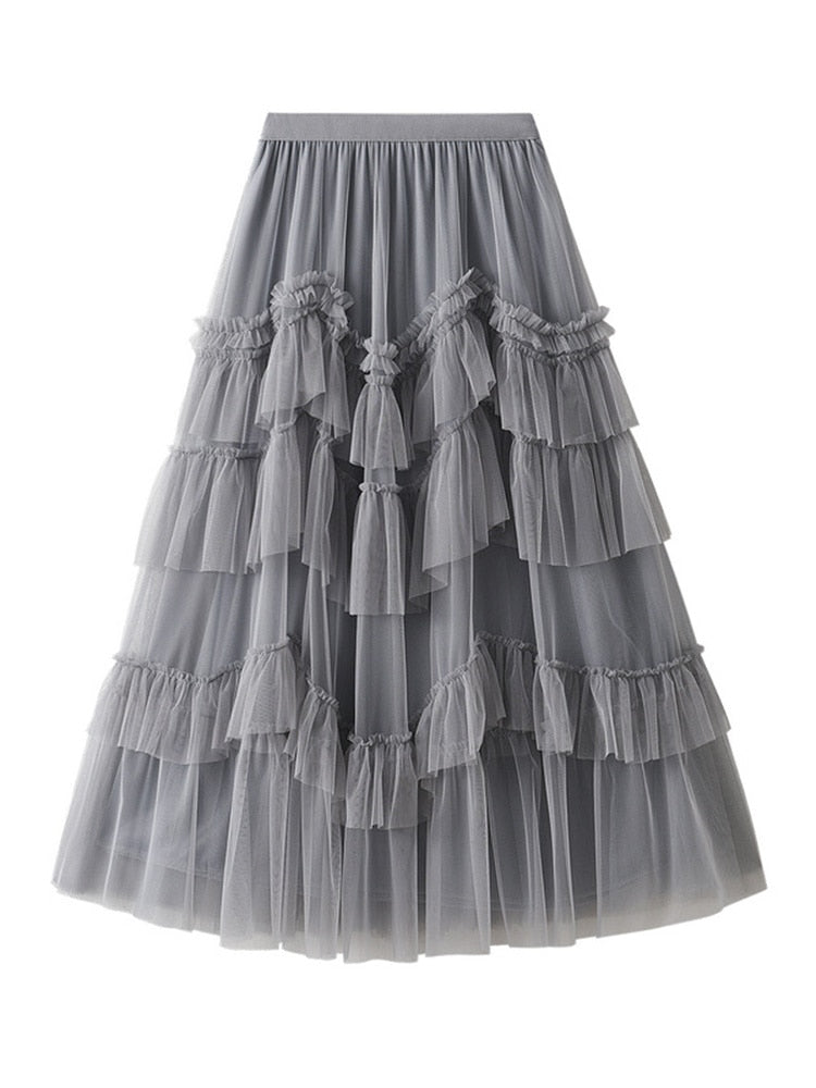 Elegante midi-rok met lagen tule