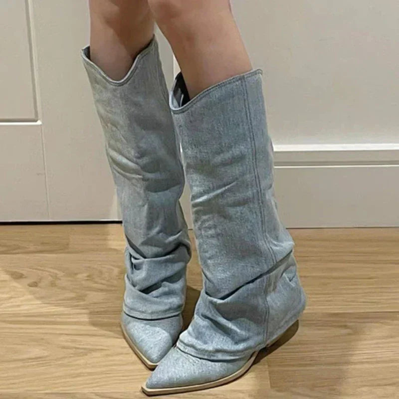 trendy Denim Cowboylaarzen voor dames