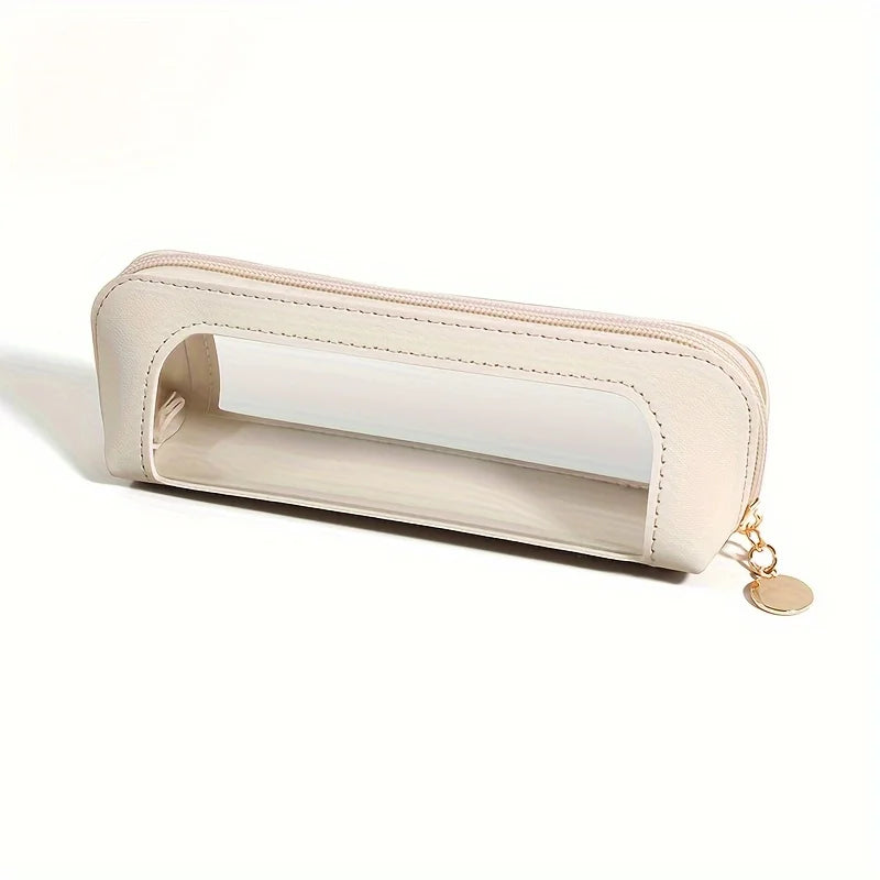 Unisex Etui - Transparant Design - Kunstlederen Afwerking - Ritssluiting - Praktisch Organizer