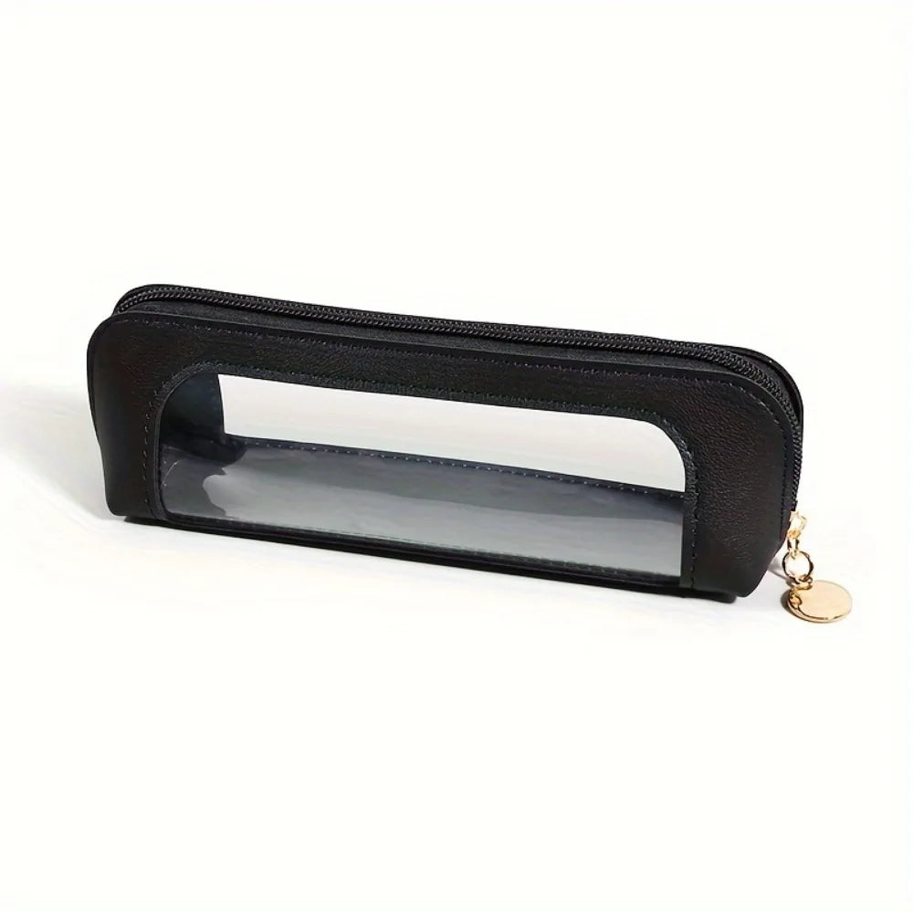 Unisex Etui - Transparant Design - Kunstlederen Afwerking - Ritssluiting - Praktisch Organizer