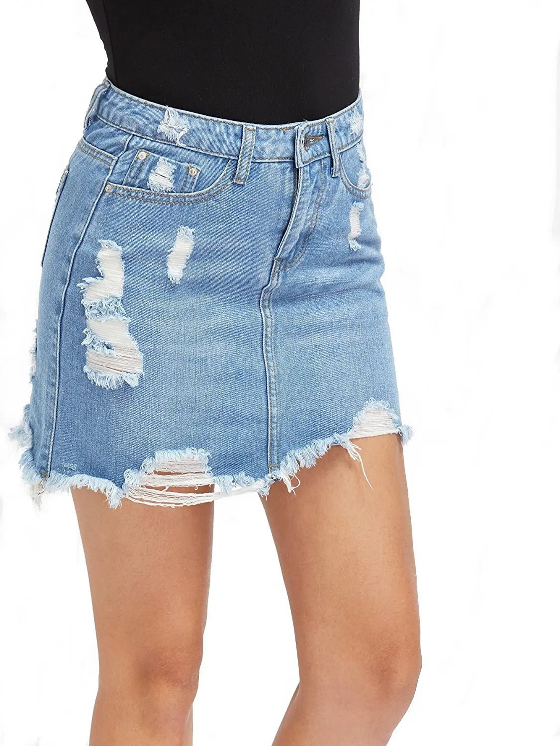 Versleten denim mini rok