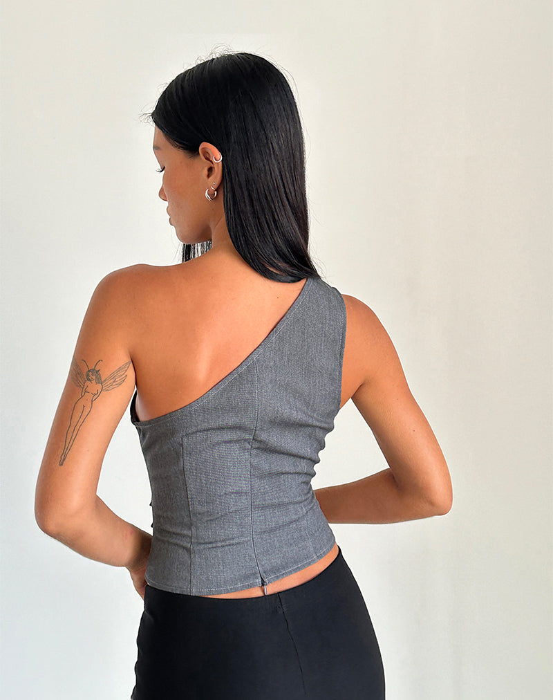Elanora - One-shoulder top met een stijlvolle tailleband