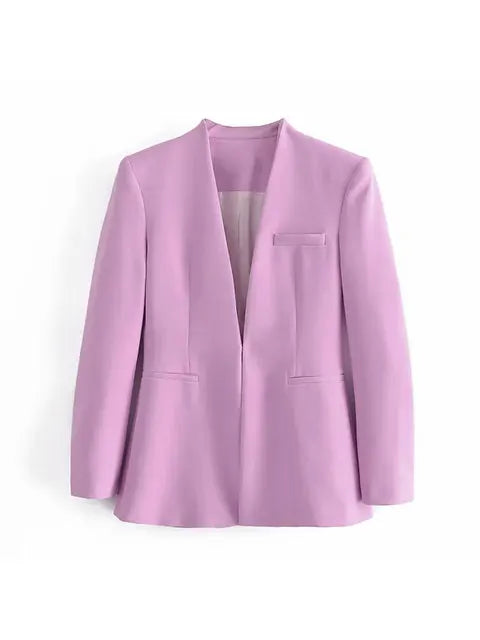 Dames Pakset – Getailleerde Blazer met Enkelvoudige Sluiting – Hoge Taille Pantalon