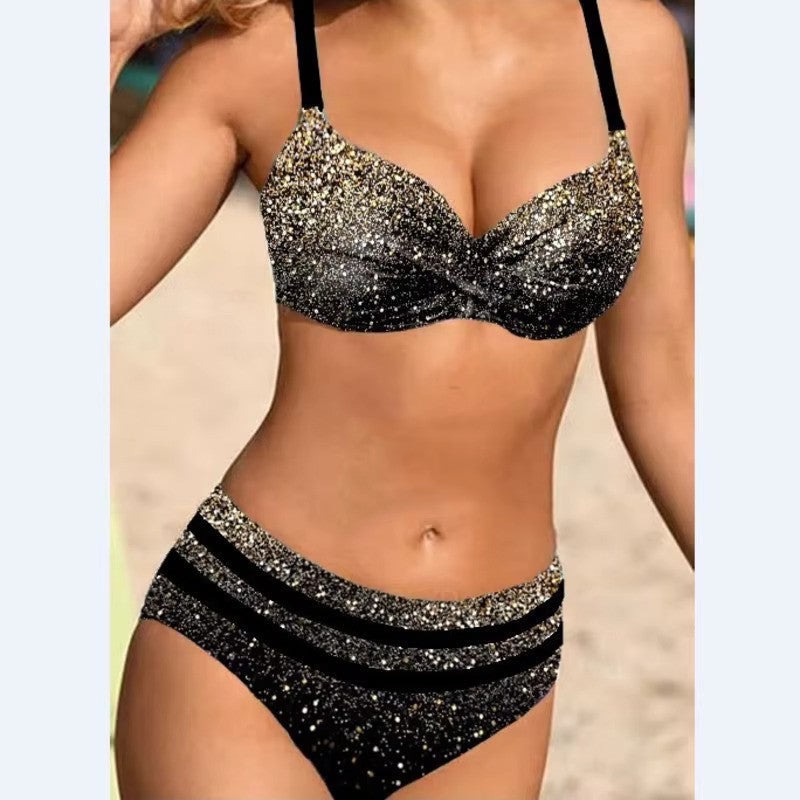 Dames Bikini Set – Beugel Top – Verstelbare Bandjes – Hoge Taille – Cut-Out Details