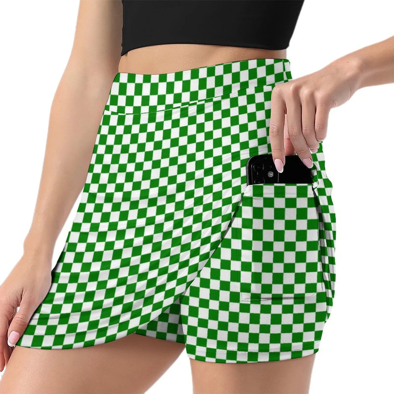 Geruite high-waist skort