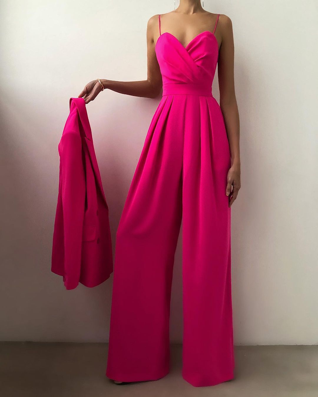 Dames Jumpsuit - V-Hals Wrap Design - Spaghettibandjes - Wijde Pijpen - Elegante Pasvorm