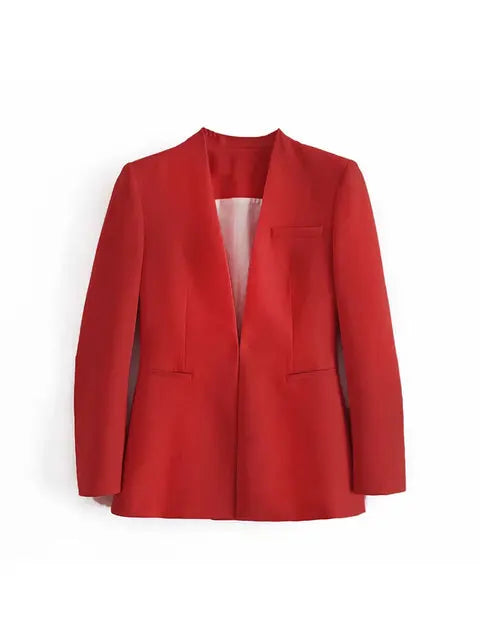 Dames Pakset – Getailleerde Blazer met Enkelvoudige Sluiting – Hoge Taille Pantalon