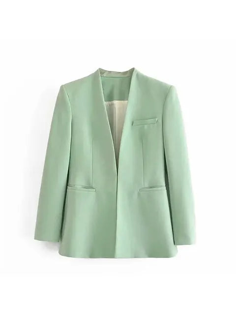 Dames Pakset – Getailleerde Blazer met Enkelvoudige Sluiting – Hoge Taille Pantalon