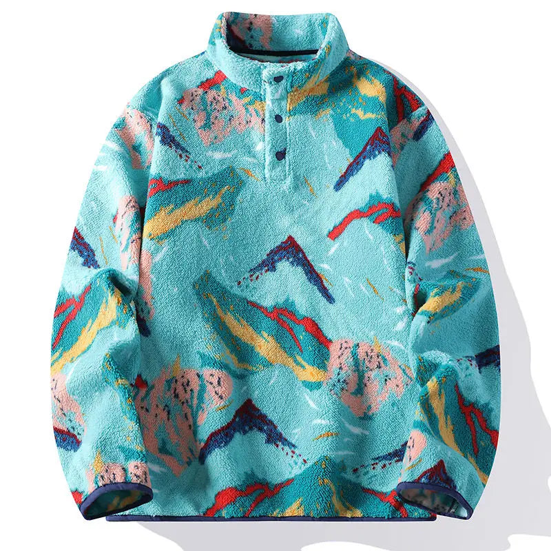 Joseph Relaxed Fit Half-Snap Jacket | Abstract Print Mock Neck Jacket