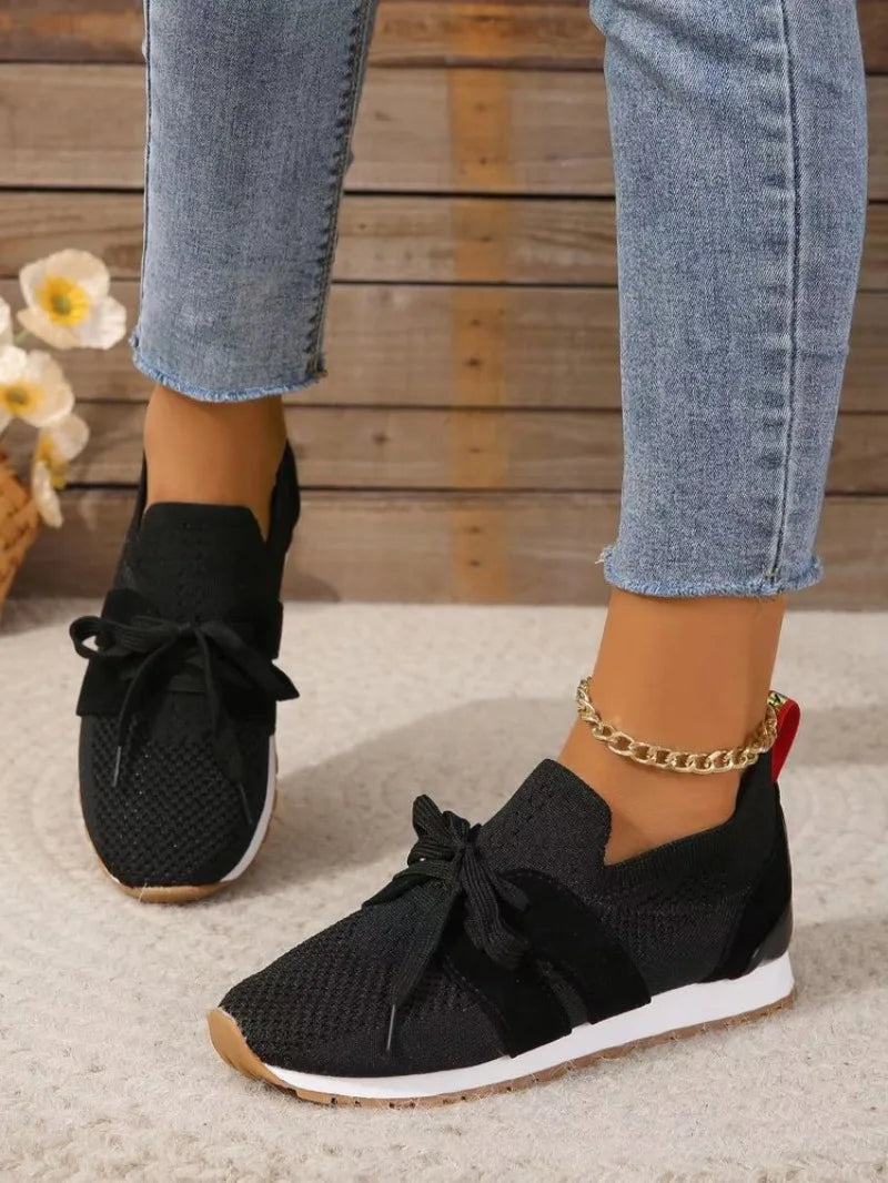 Dames Sneakers - Ademend Gebreid Bovenwerk - Slip-on - Comfortabele Rubberzool