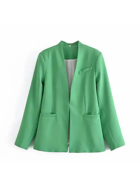 Dames Pakset – Getailleerde Blazer met Enkelvoudige Sluiting – Hoge Taille Pantalon