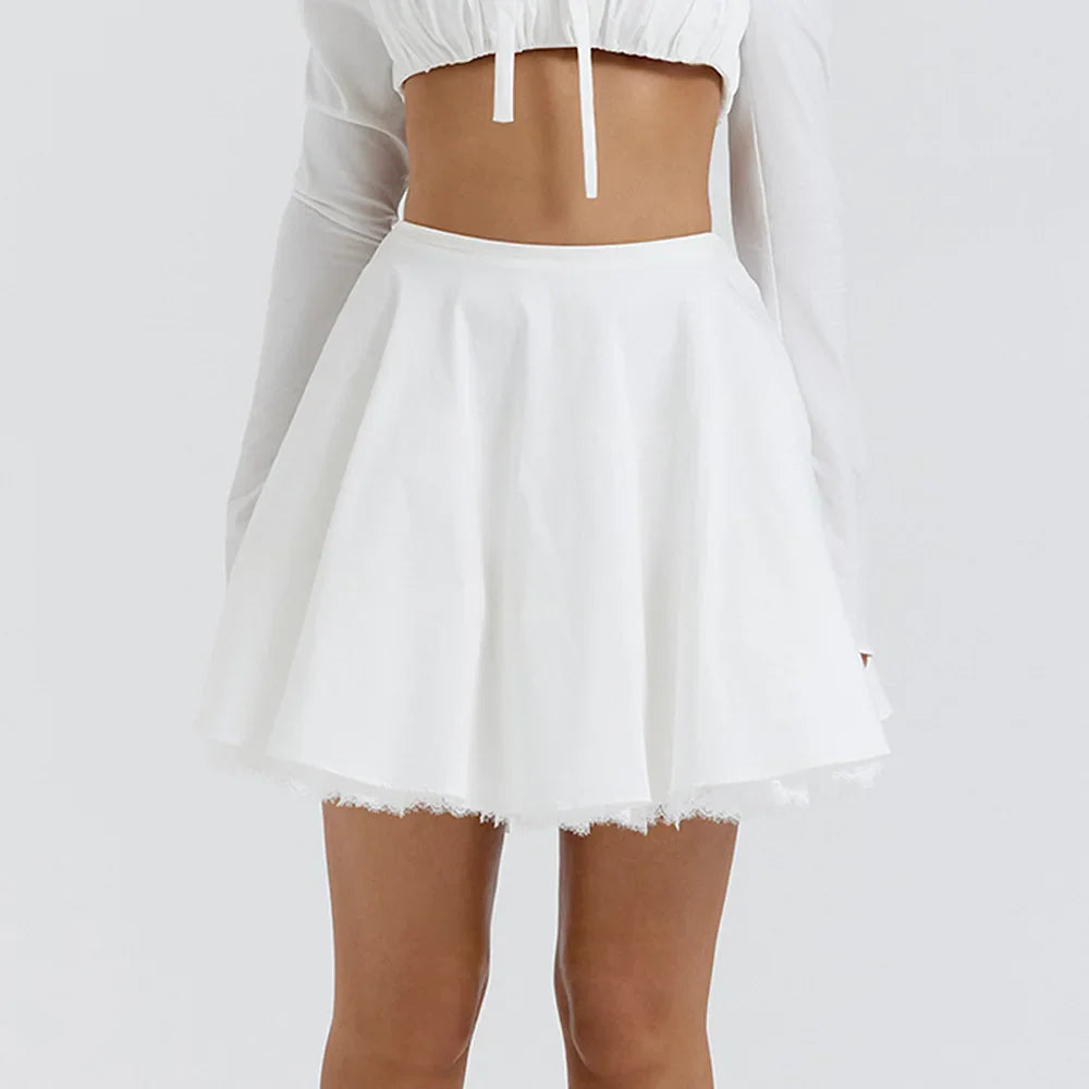 Uitlopende high-waist mini rok