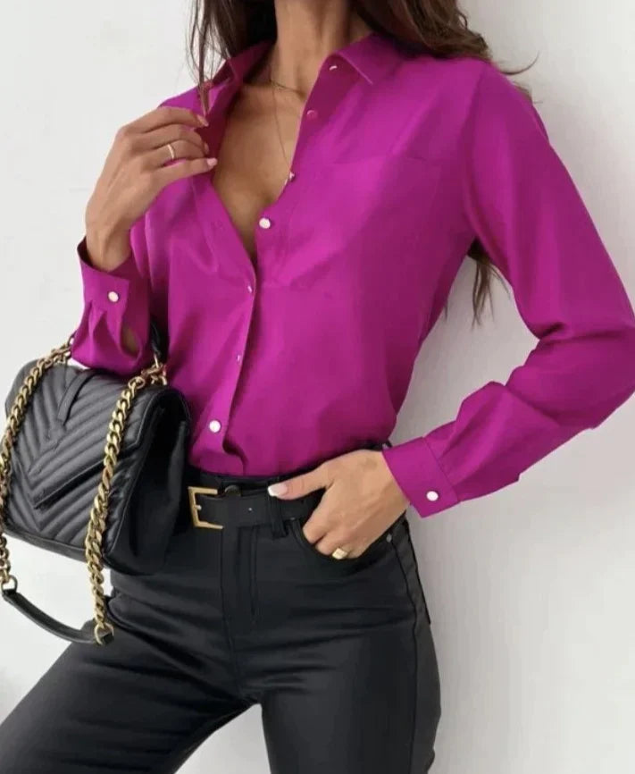 Lunéa – Elegante chiffon blouse met lange mouwen | Licht, verfijnd & veelzijdig