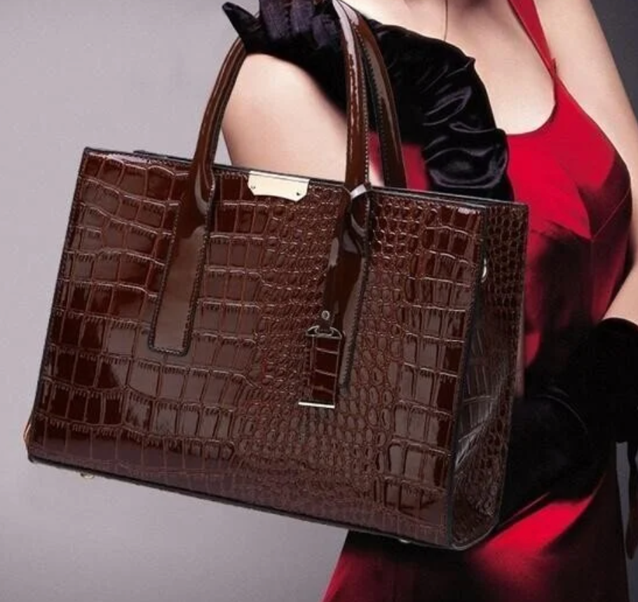 Crocodile-print handbags with large capacity