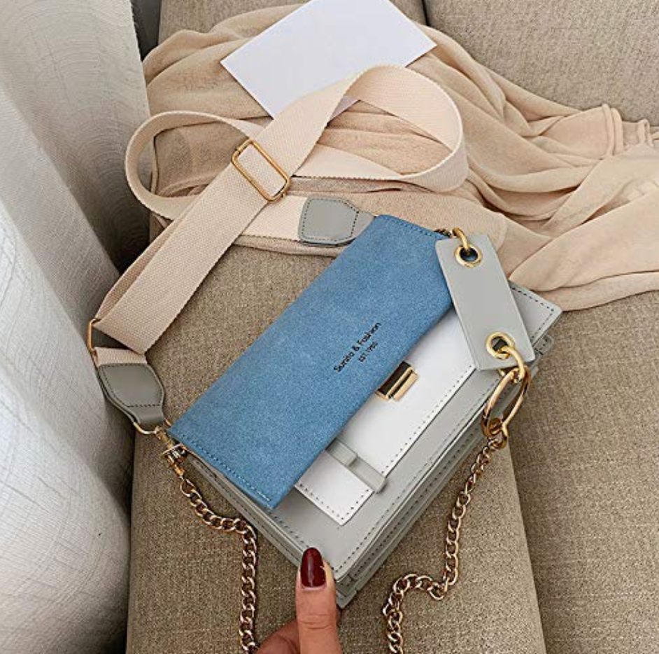 Trendy blauw-grijze crossbody tas