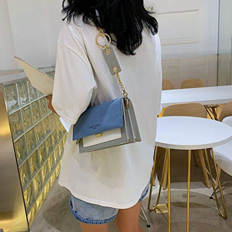 Trendy blauw-grijze crossbody tas