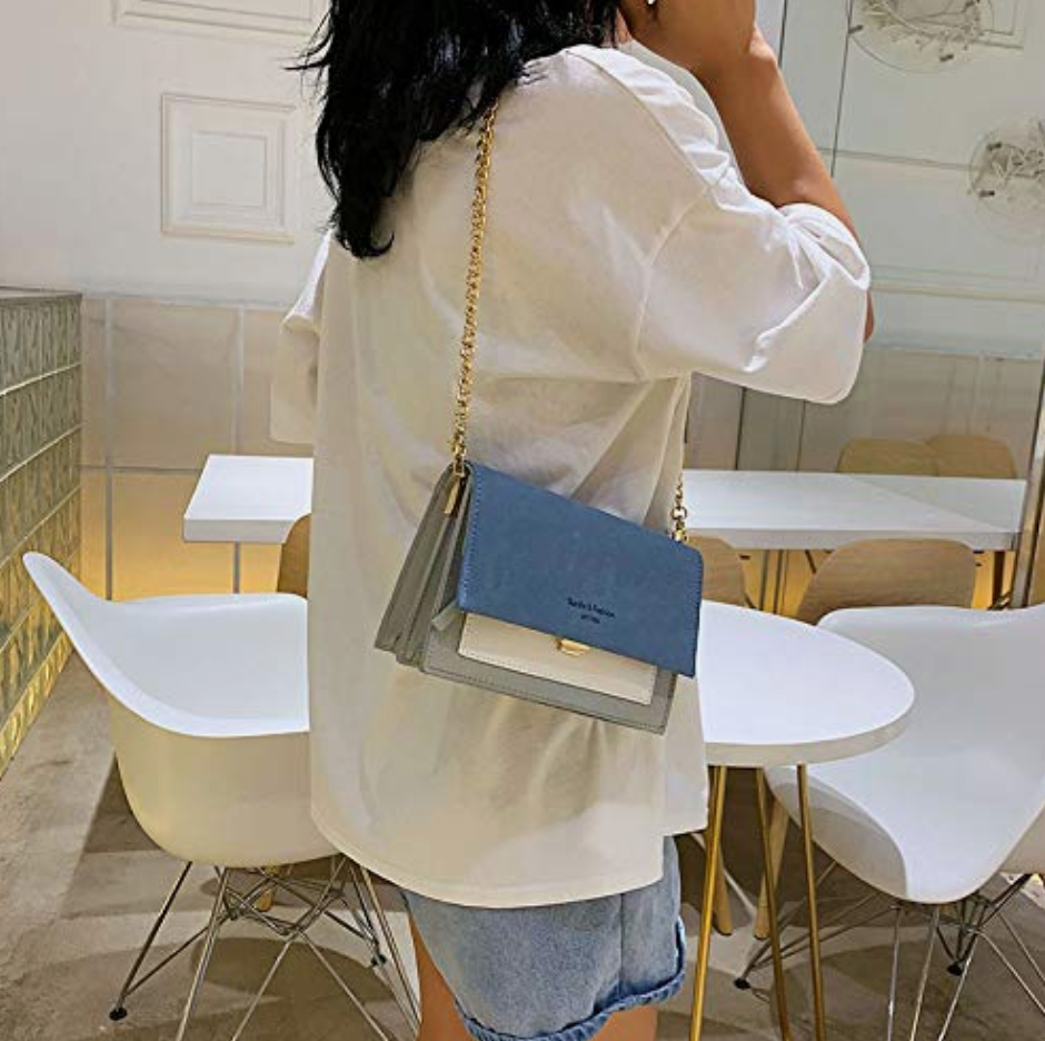 Trendy blauw-grijze crossbody tas